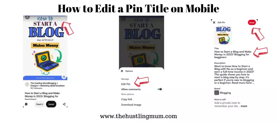 how to edit a pin title on mobile