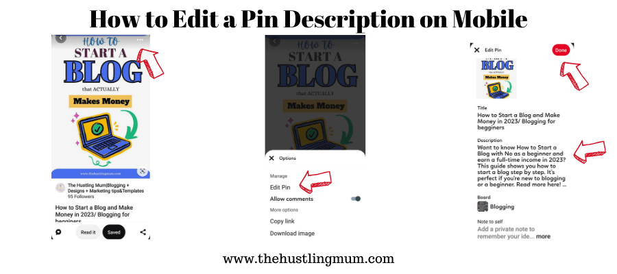 EDIT pin description on mobile