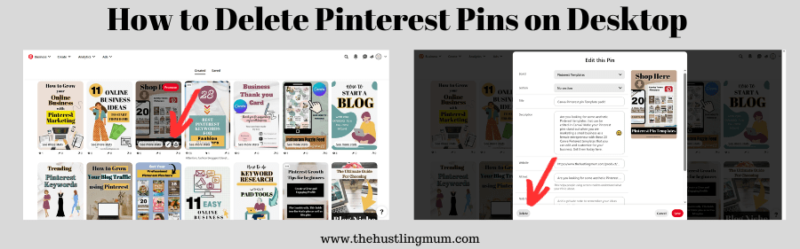 how to delete pinterest pins