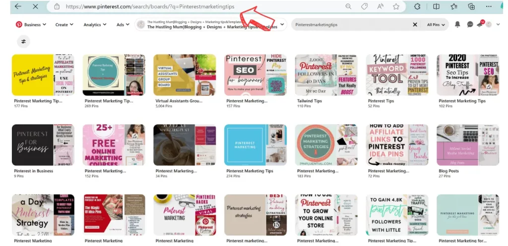 how to search pinterest boards