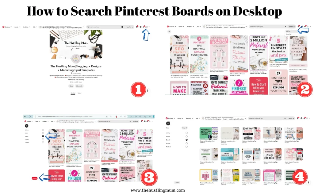 search boards on pinterest on desktop