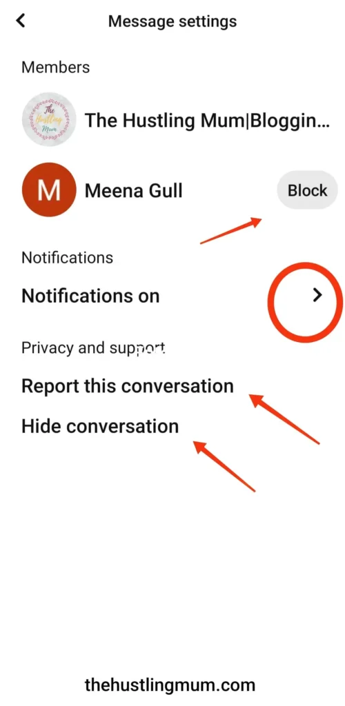 option to hide a Pinterest message