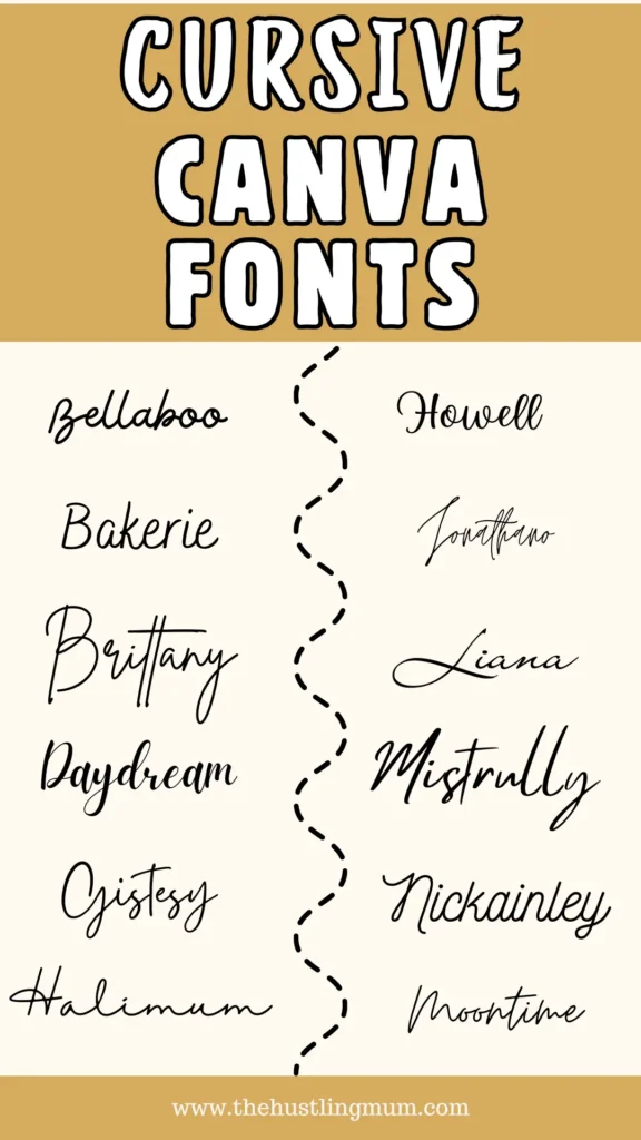 best cursive fonts in canva