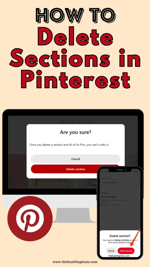 How to delete Pinterest board sections