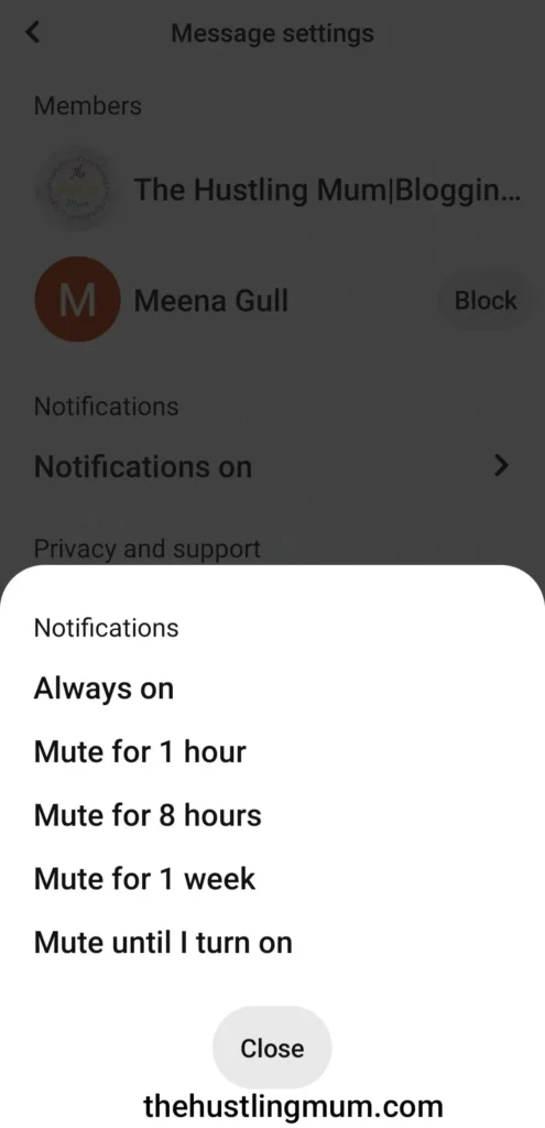 Pinterest message notification settings