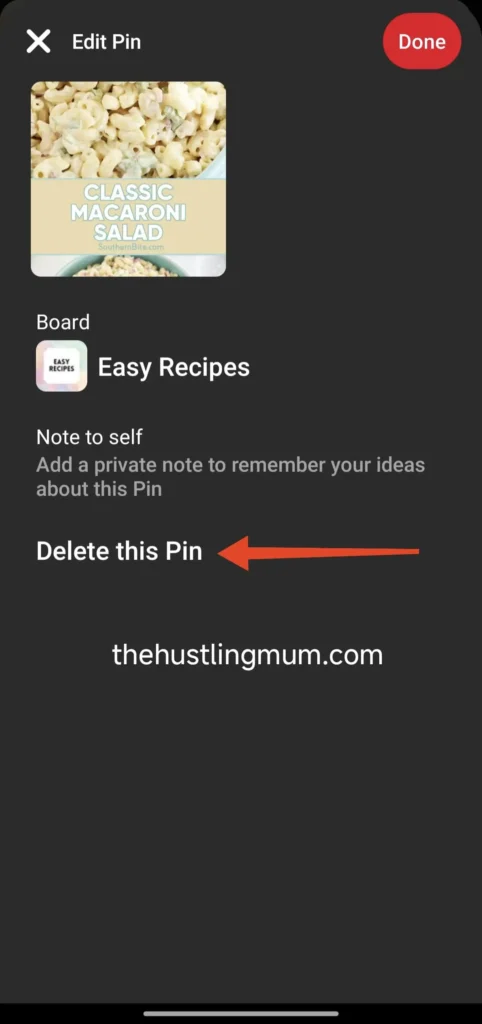 unsave a pin on Pinterest