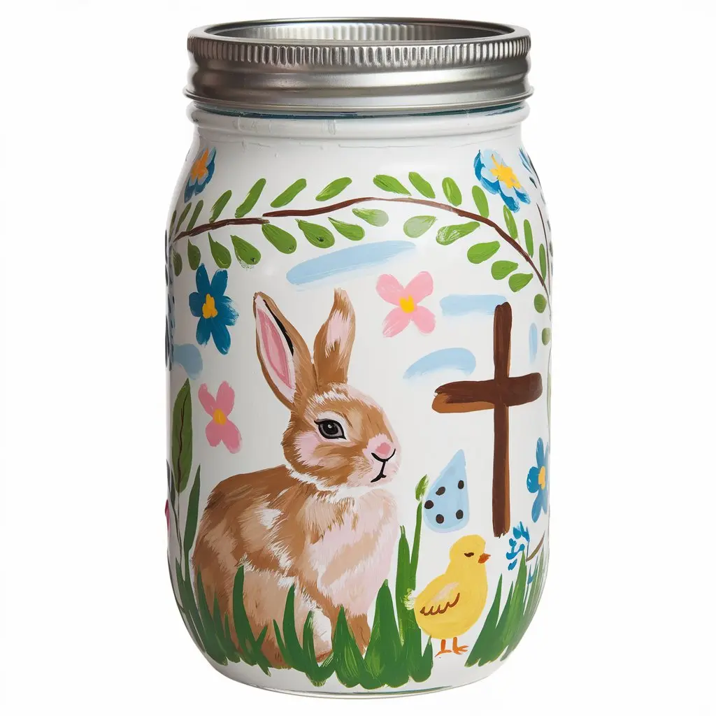 hand painted easter theme mason jar