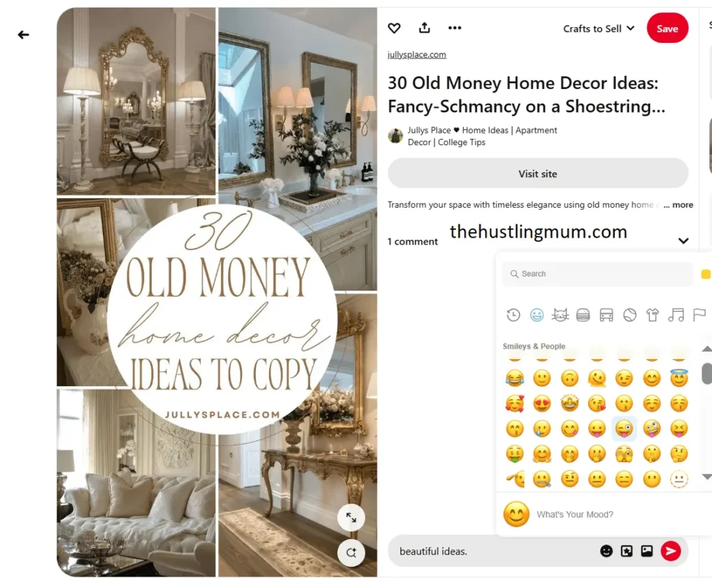 add emoji to the comment on pinterest