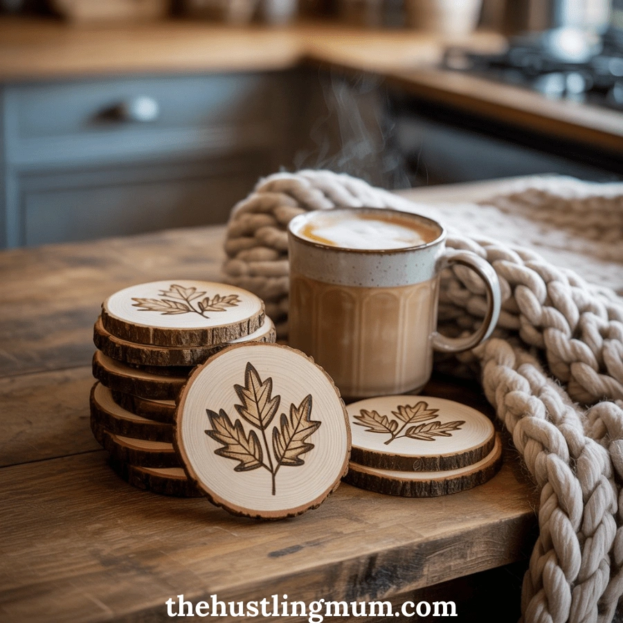 HAND BURNED WOODEN COASTERS