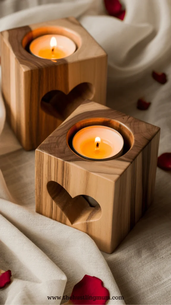 Valentine wooden candle holders