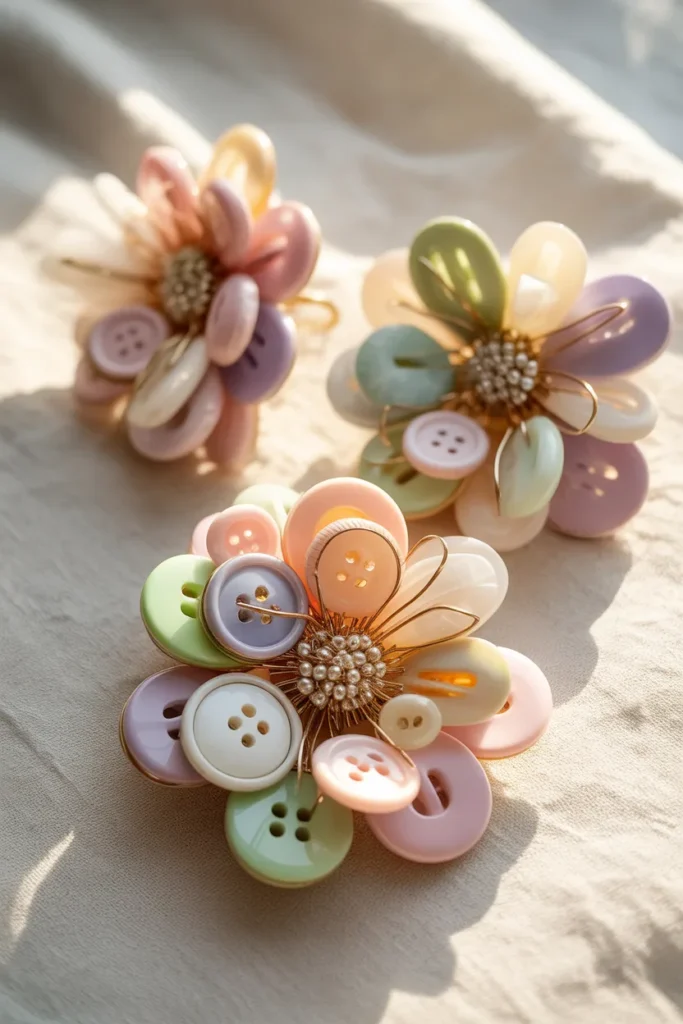 handmade button brooches