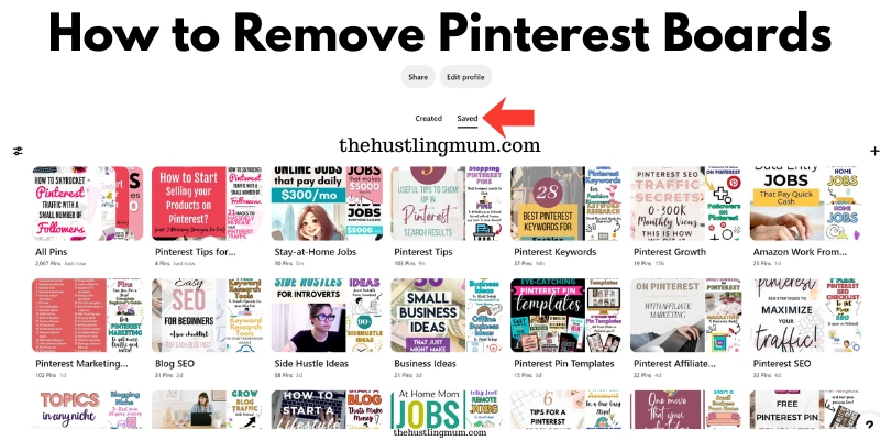 how to remove Pinterest boards