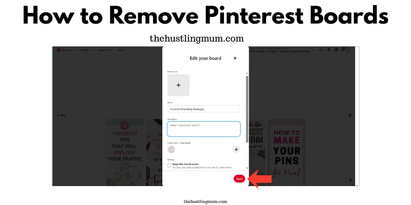 how to remove Pinterest boards