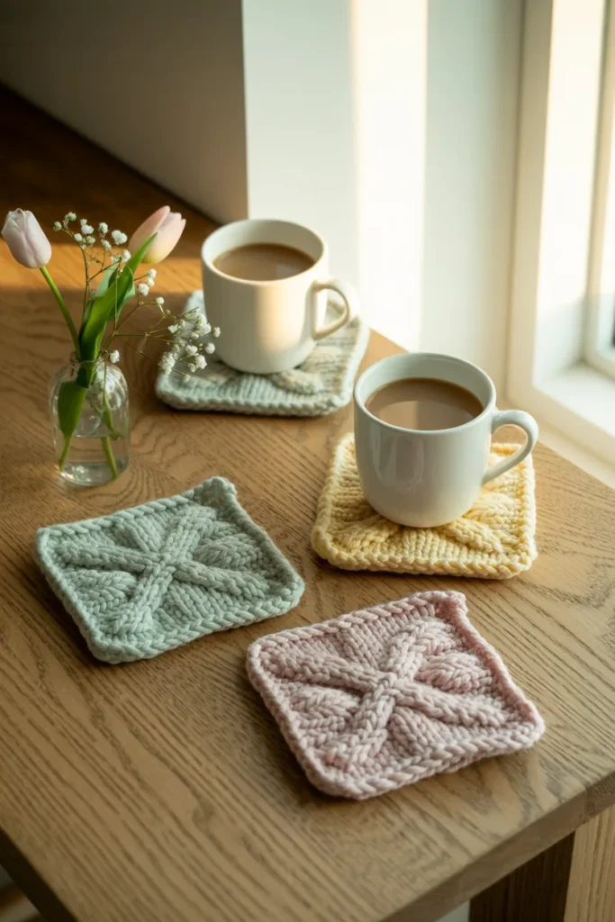 knitted coasters