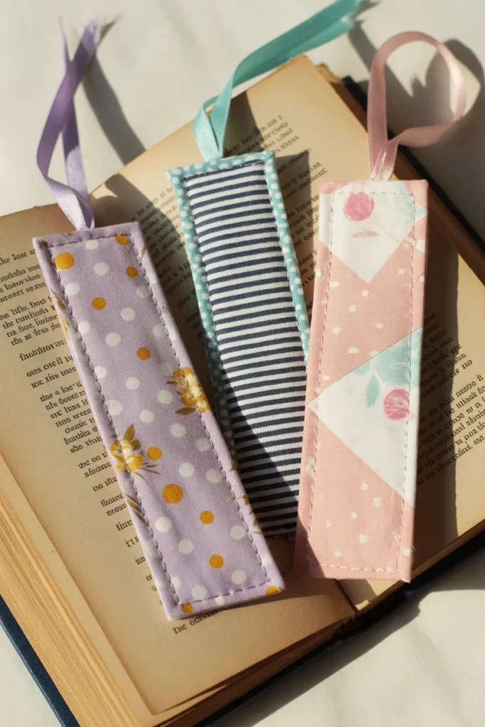 fabric scrap bookmarks