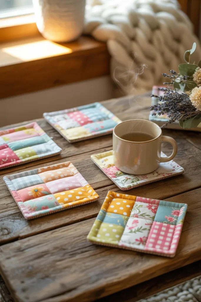 fabric scrap coasters