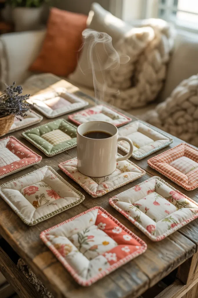 fabric scrap coasters
