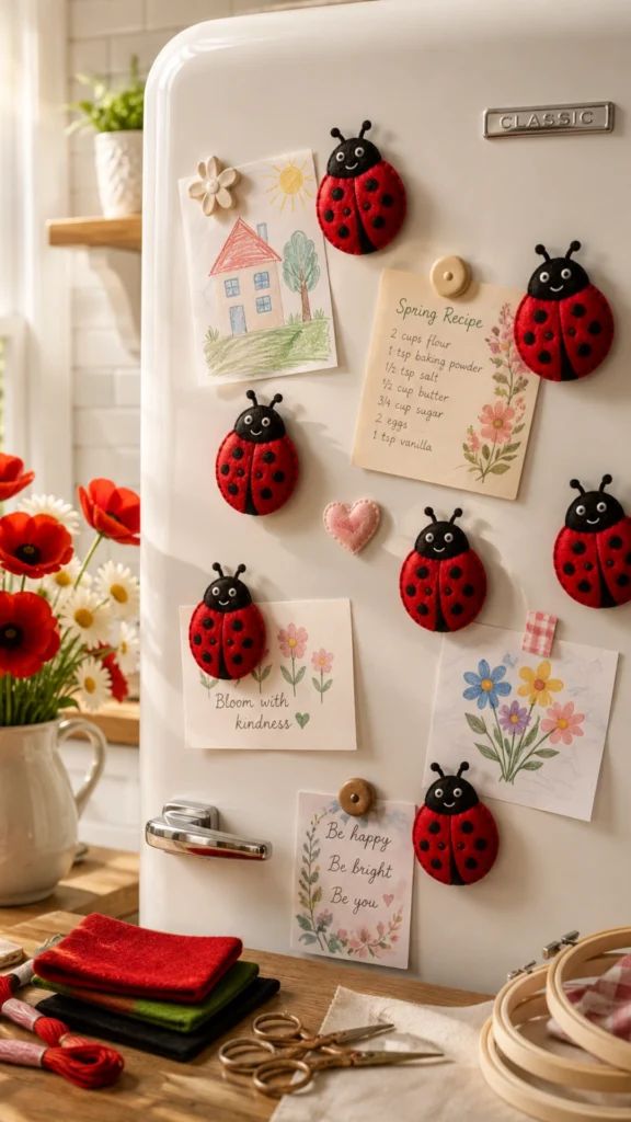 felt ladybug magnets