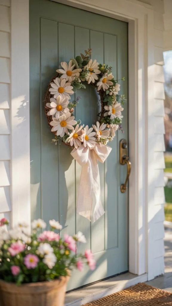 felt daisy wreath