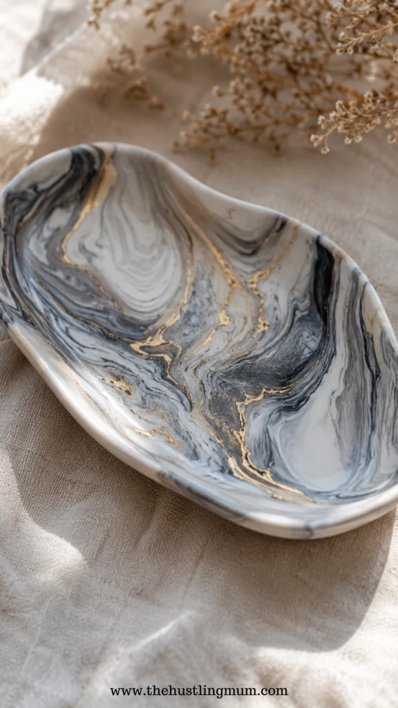 marbled trinket dish polymer clay