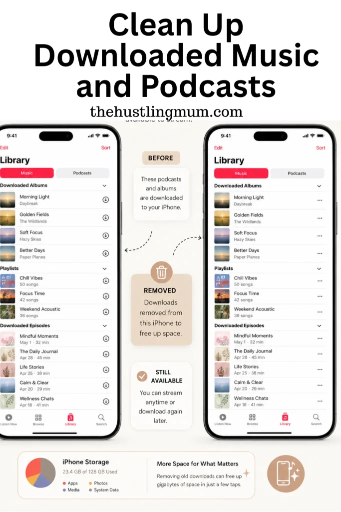 clean up downloaded music and podcasts