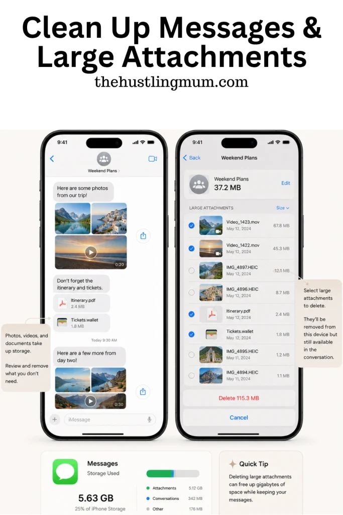 clean up messages and large attachments
