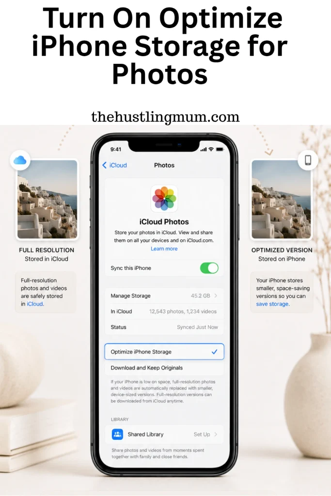 turn on optimize iphone storage for photos