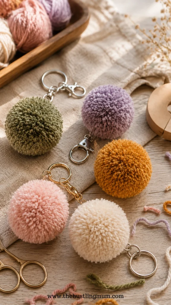 YARN POM POM KEYCHAINS