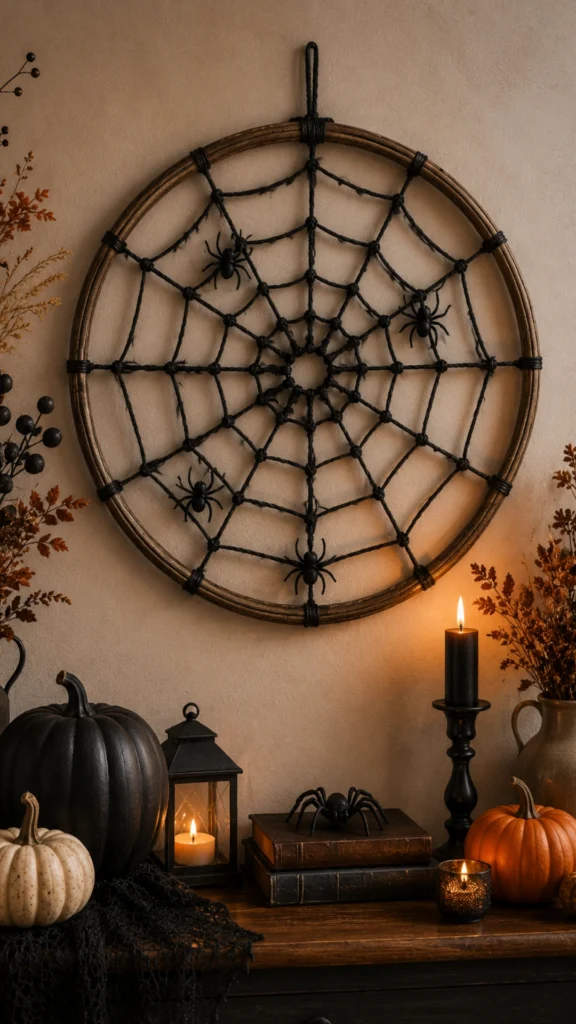 Halloween spider web wall decor