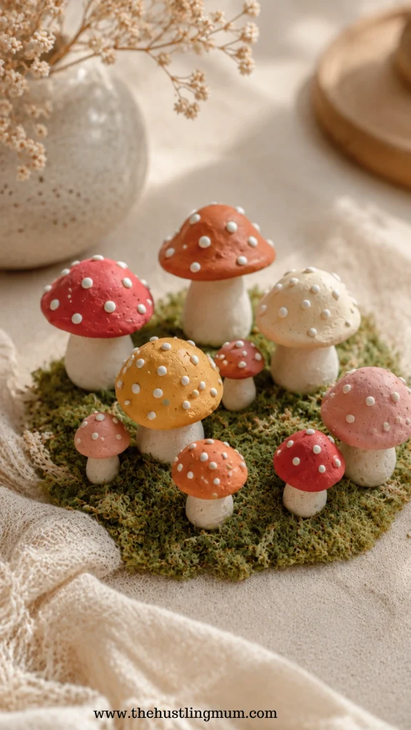 miniature clay mushrooms