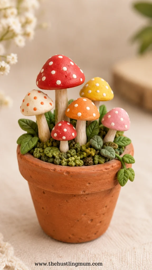 mini clay mushroom pot